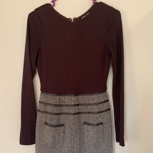 Brown long sleeve, short length dress